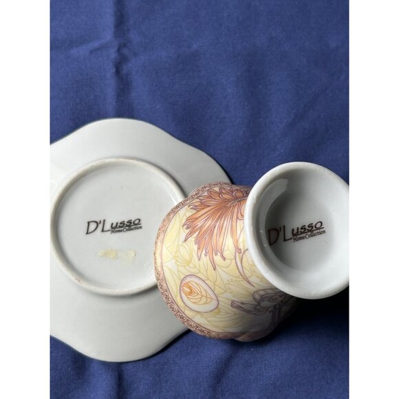 D’Lusso Home Collection Floral Teacup & Saucer Set Gold Handle Porcelain Vintage - Picture 2 of 9